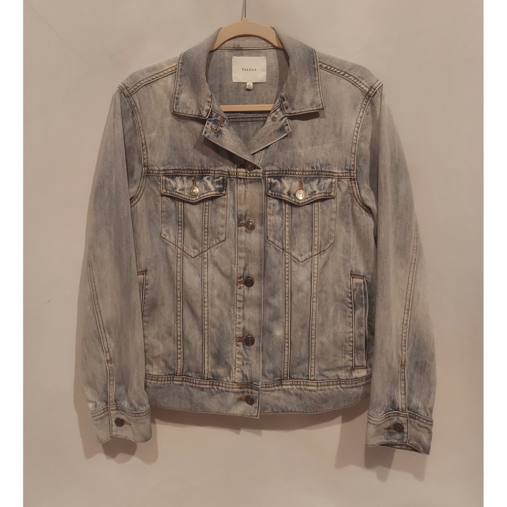 Aritzia Talula Womens Y2K Light Wash Rigid Denim Trucker Jacket Size Medium